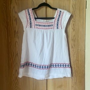 White embroidered breathable blouse size small